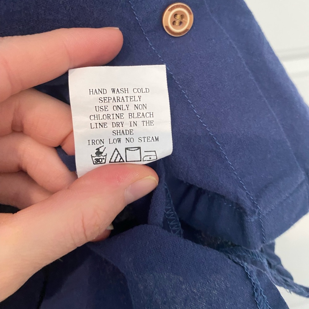 Vintage Navy Faux Button-Down Women's Top - Picture 5 of 6